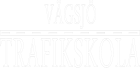 Logotyp med texten "VÄGSJÖ TRAFIKSKOLA" i feta vita bokstäver på svart bakgrund.